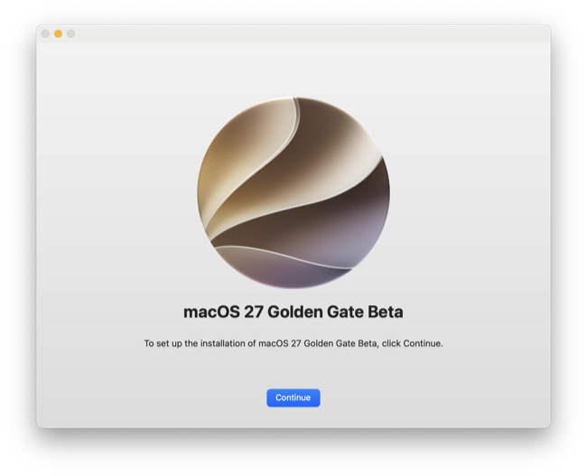 The macOS Beta installer welcome screen